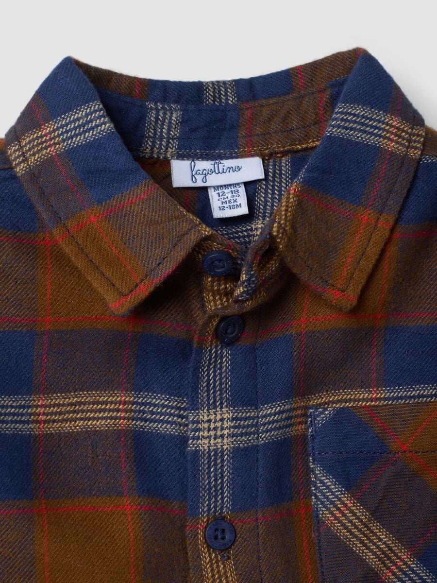 Blue checked pure cotton shirt_2