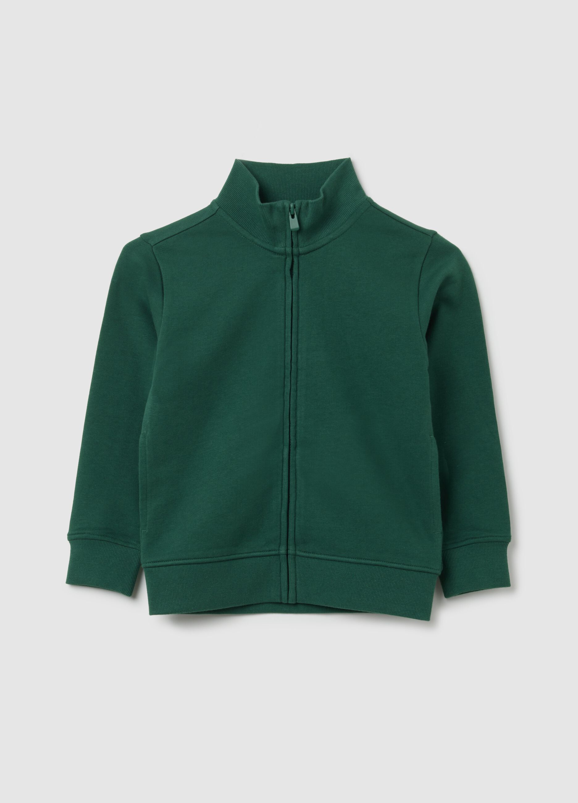 Felpa da bambino in puro cotone verde regular fit