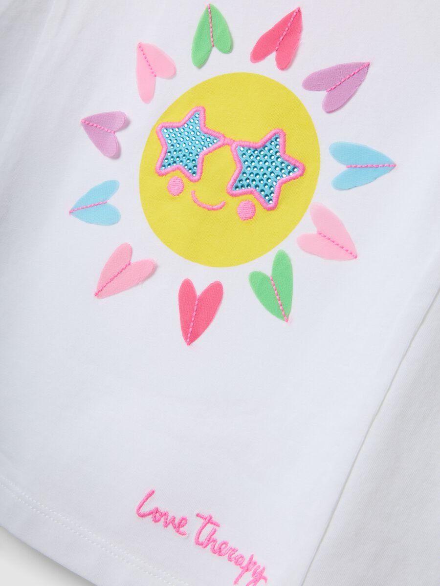 White stretch cotton tank top with front print_3