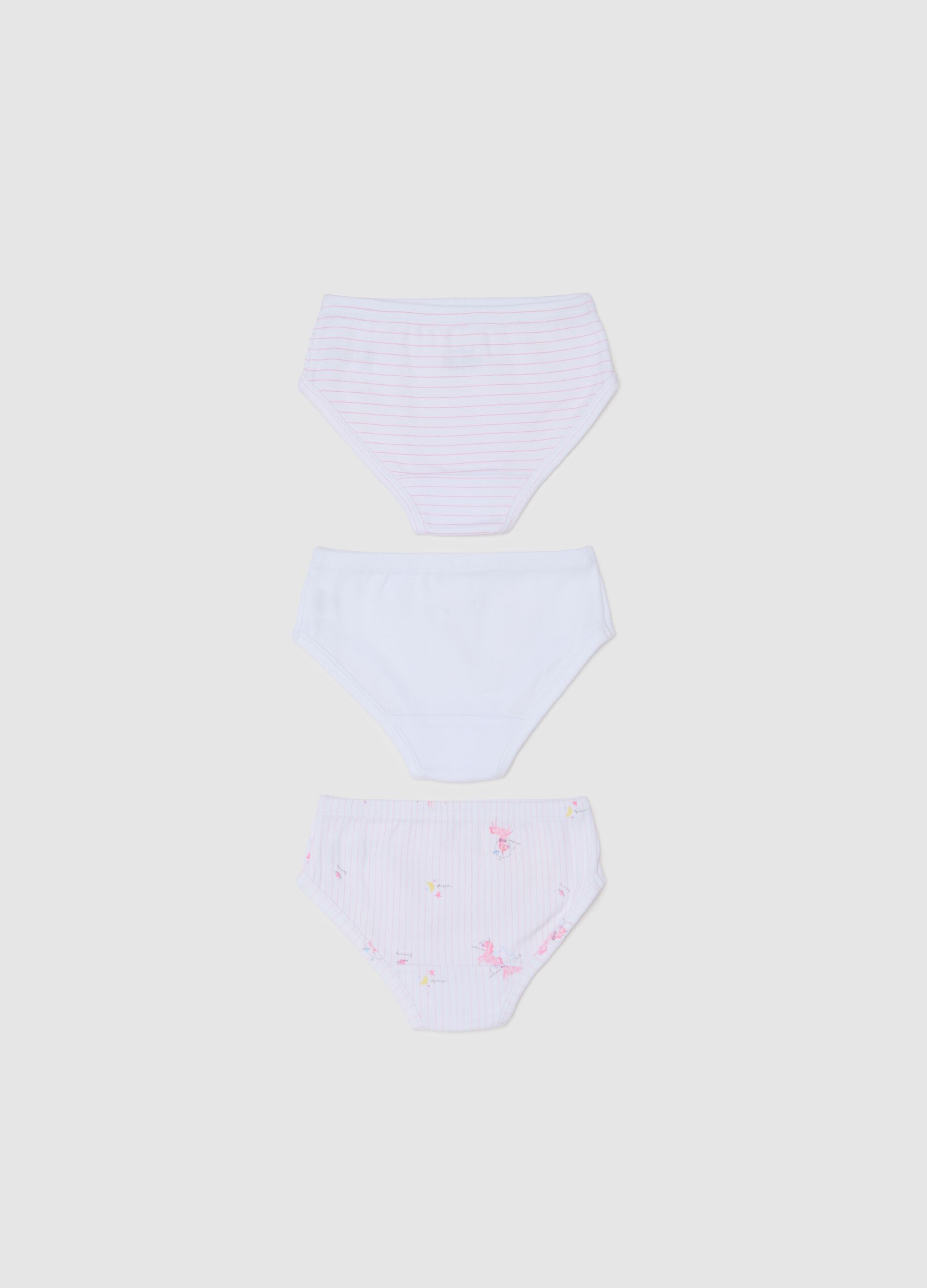 Girls' cotton white tripack briefs in regular fit