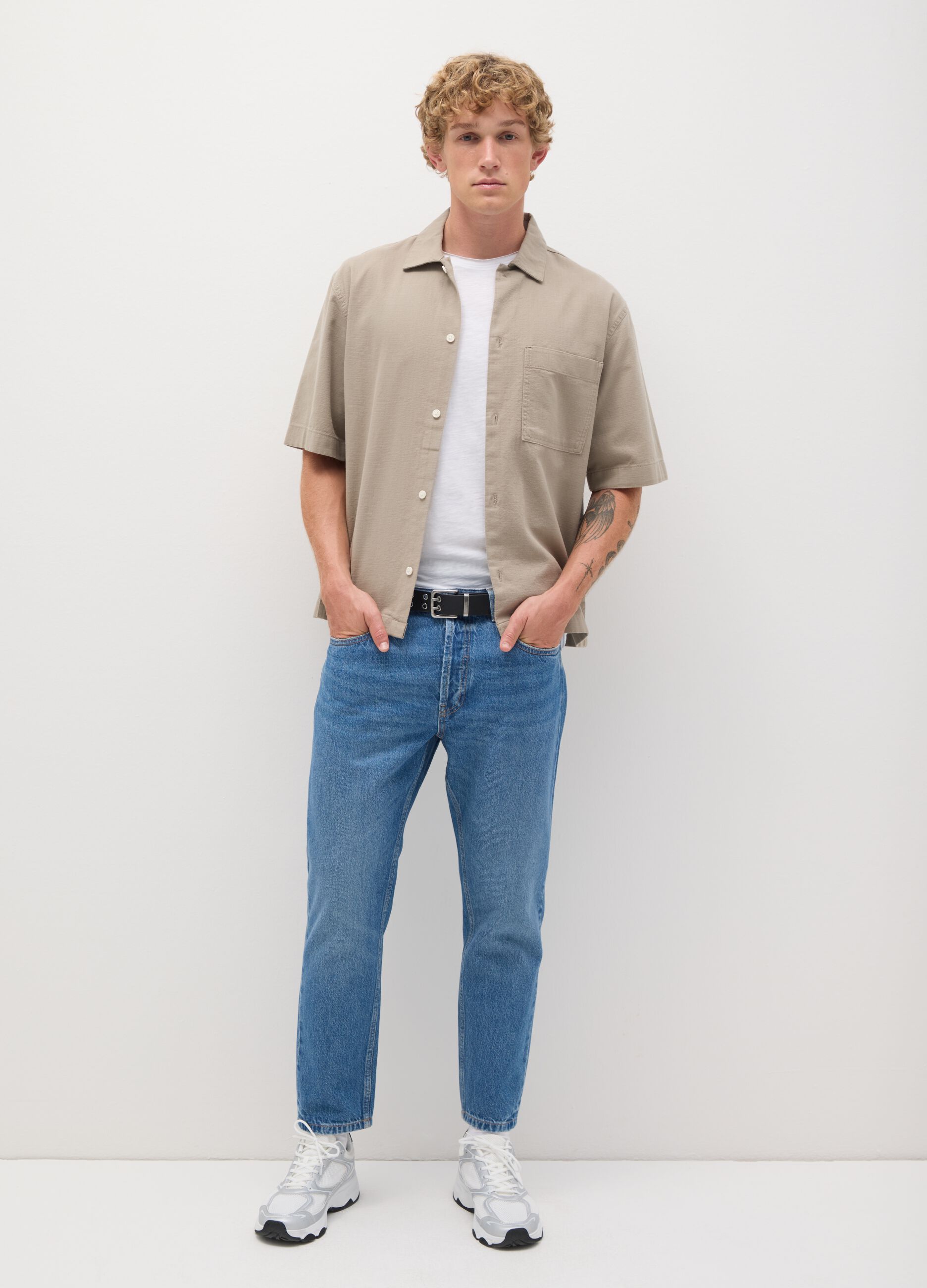 Jeans da uomo in puro cotone denim slim fit