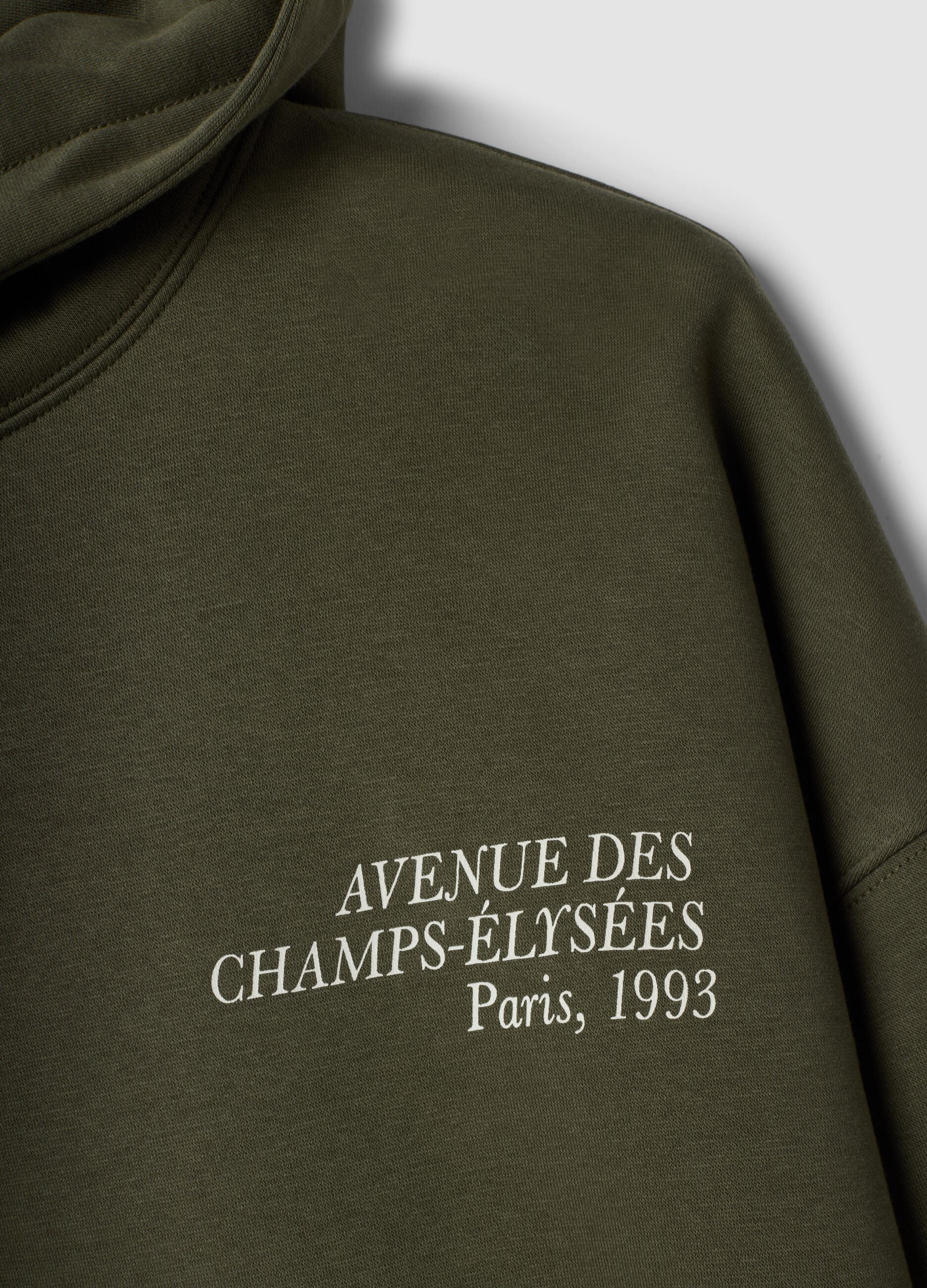 Green cotton-blend hoodie with crew neck
