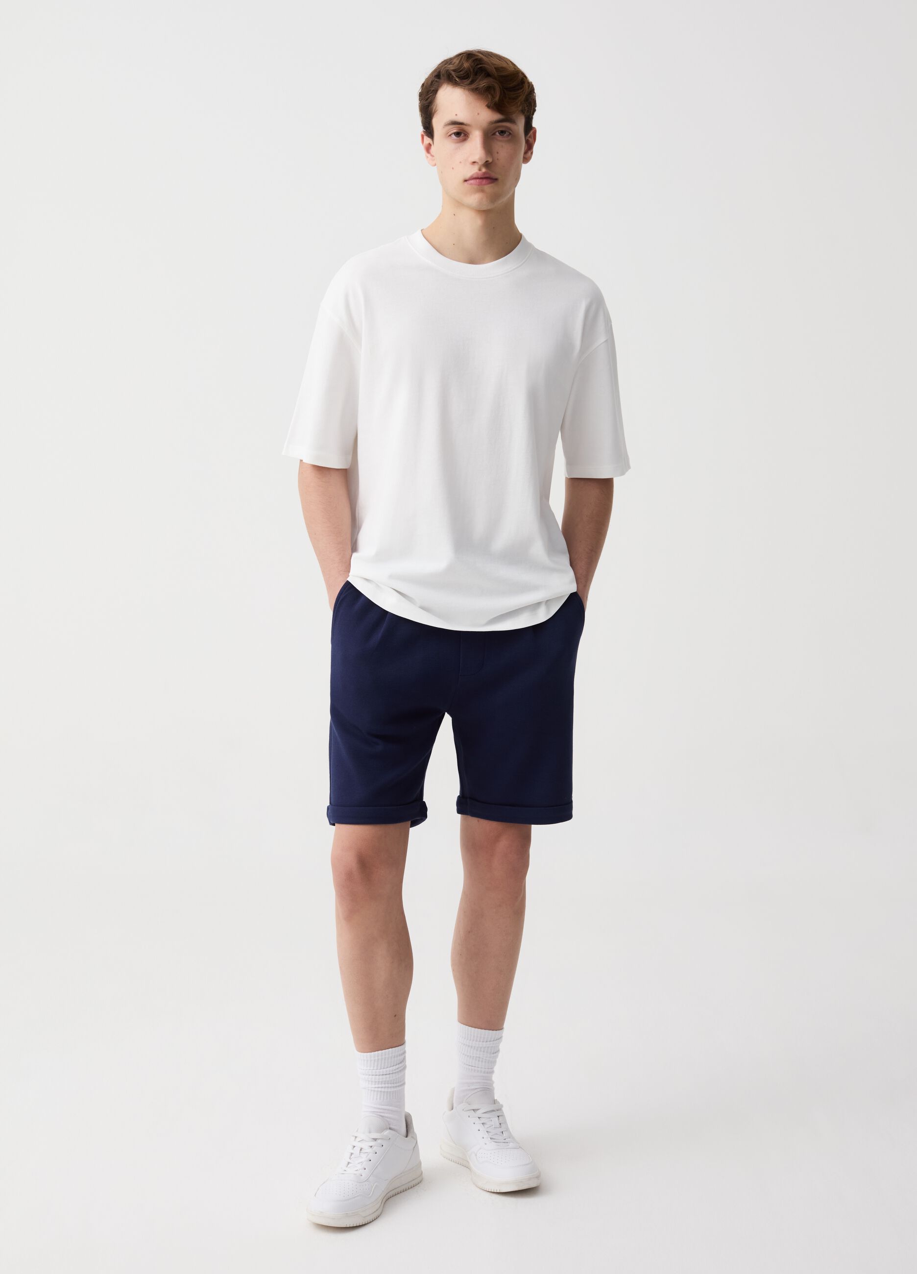 Ovs Bermuda jogger con pinces e risvolti