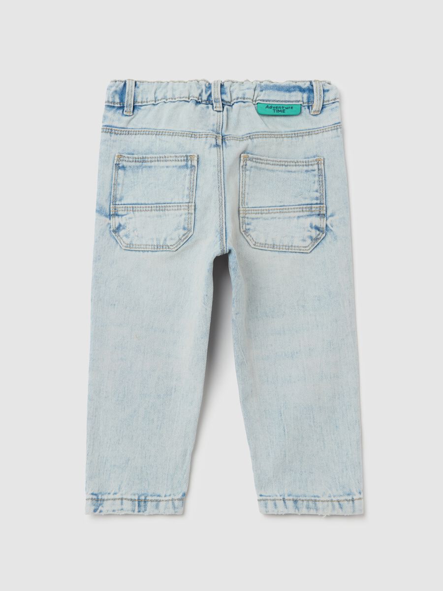 Jeans with five pockets and abrasions_1