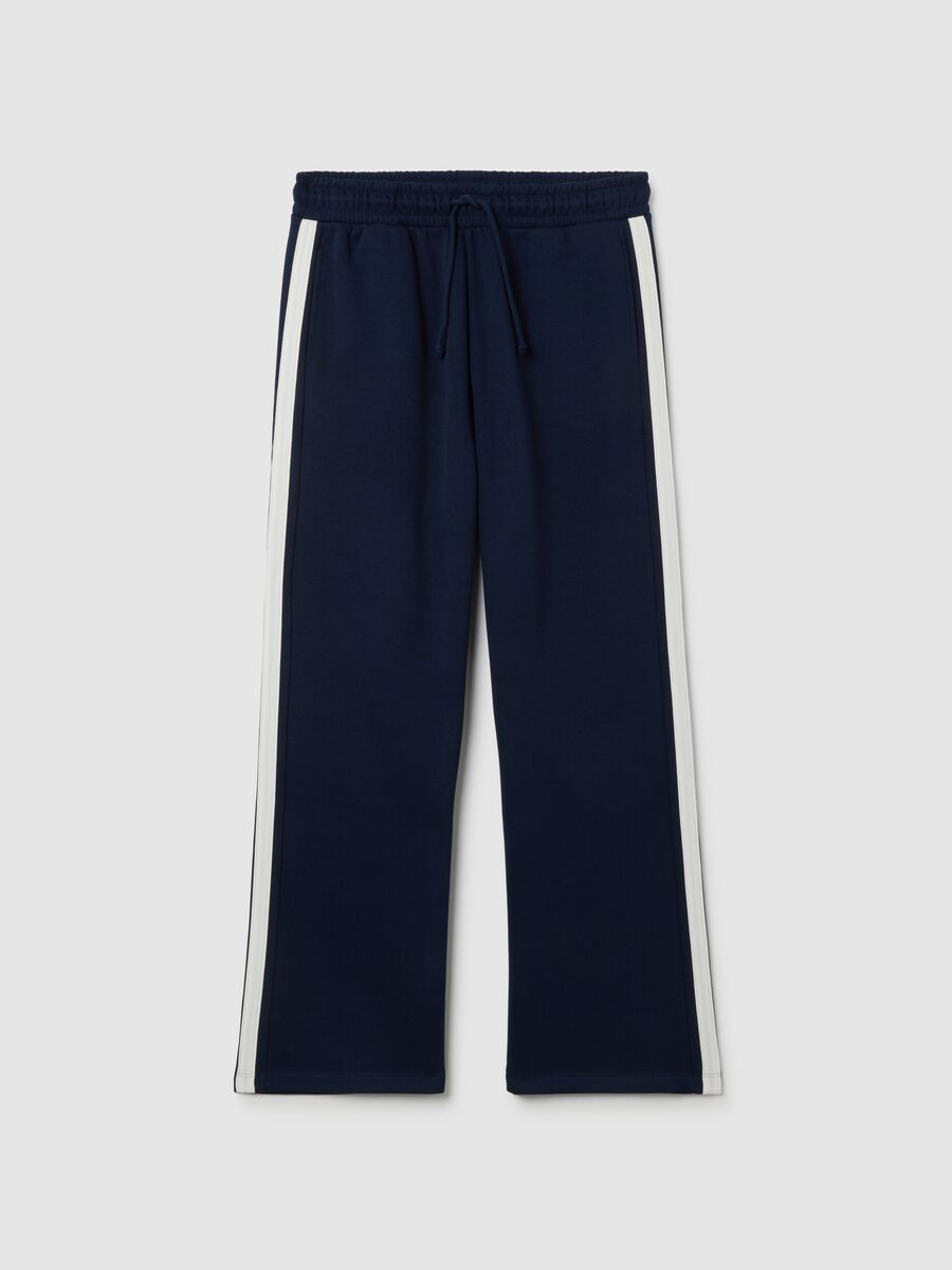 Pantaloni in misto cotone blu regular fit_0