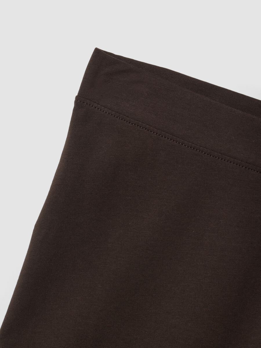 Leggings marroni flare in cotone elasticizzato_5