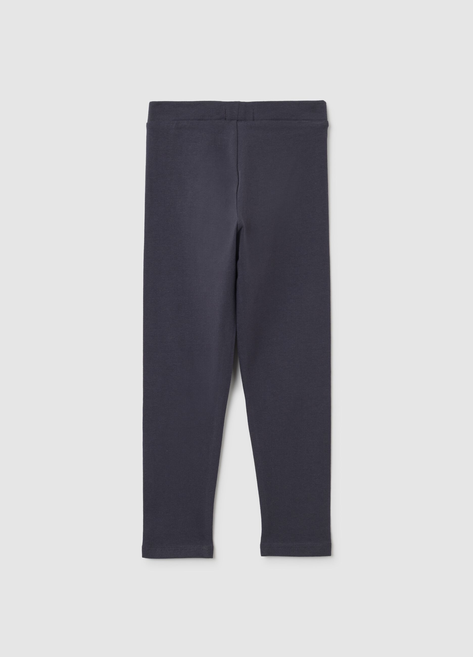 Leggings da bambina in cotone elasticizzato blu
