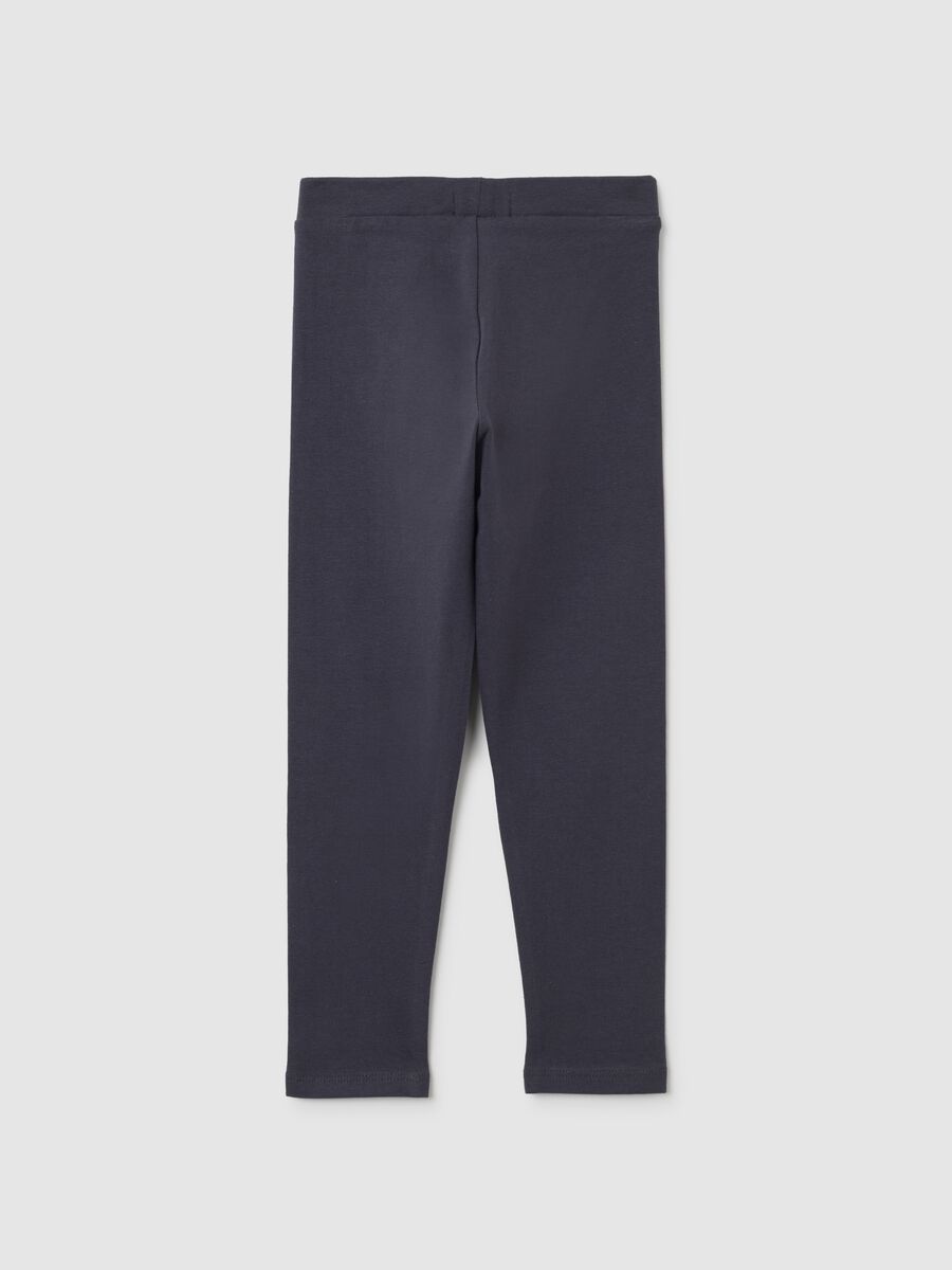 Leggings da bambina in cotone elasticizzato blu_1