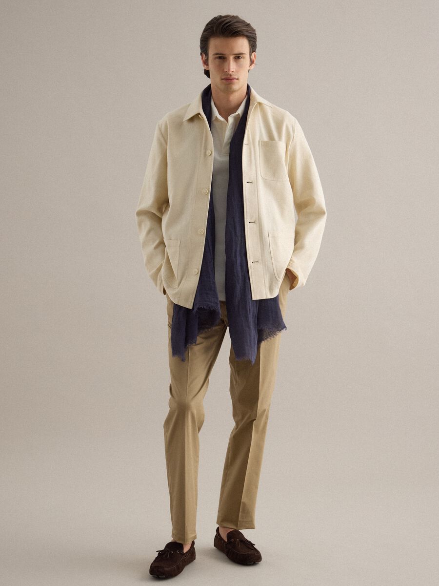 Giacca in misto lino e cotone bianca regular fit_1