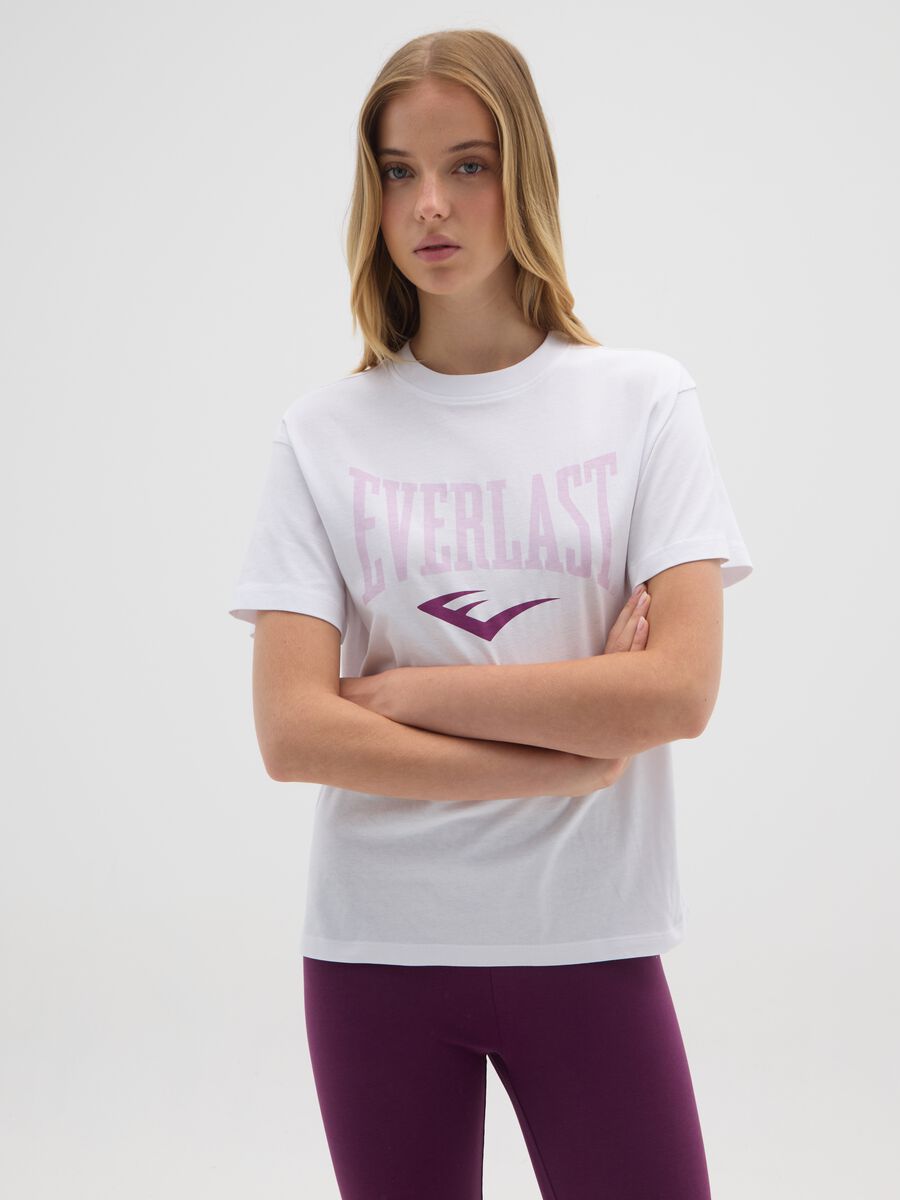 White pure cotton regular fit Everlast T-shirt_0
