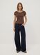 Brown stretch cotton crew-neck T-shirt, regular fit_1