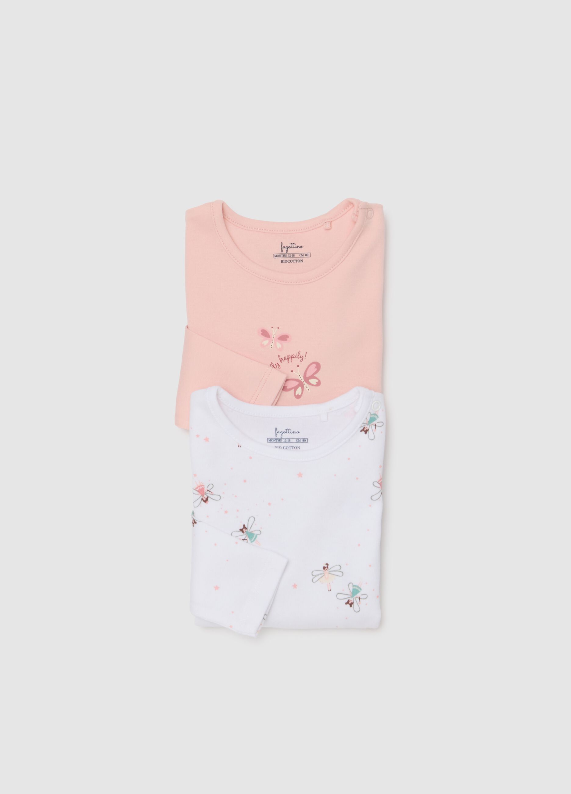 Multicolour pure cotton baby girl's double pack bodysuits