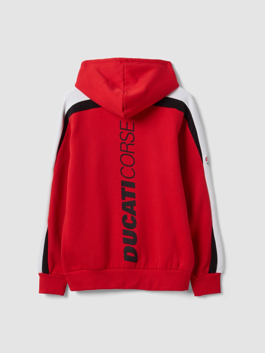 Felpa rossa in misto cotone con cappuccio e stampa Ducati_2