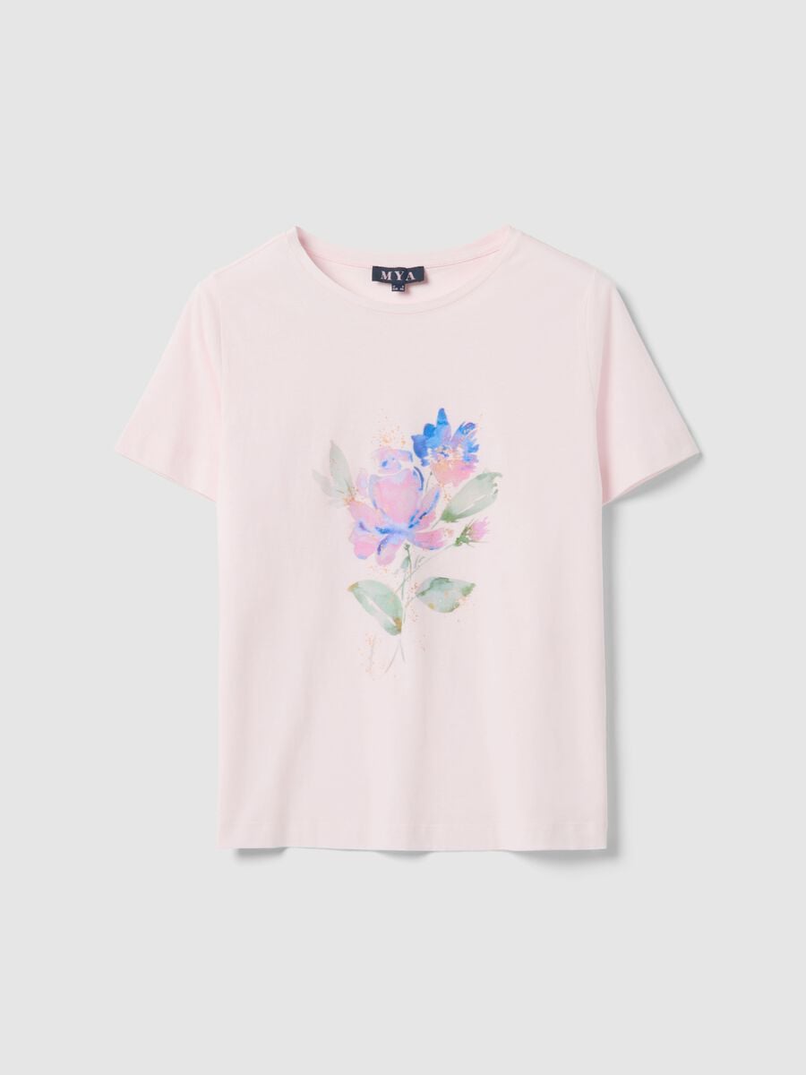 Pink short-sleeve pure cotton regular-fit printed T-shirt_4