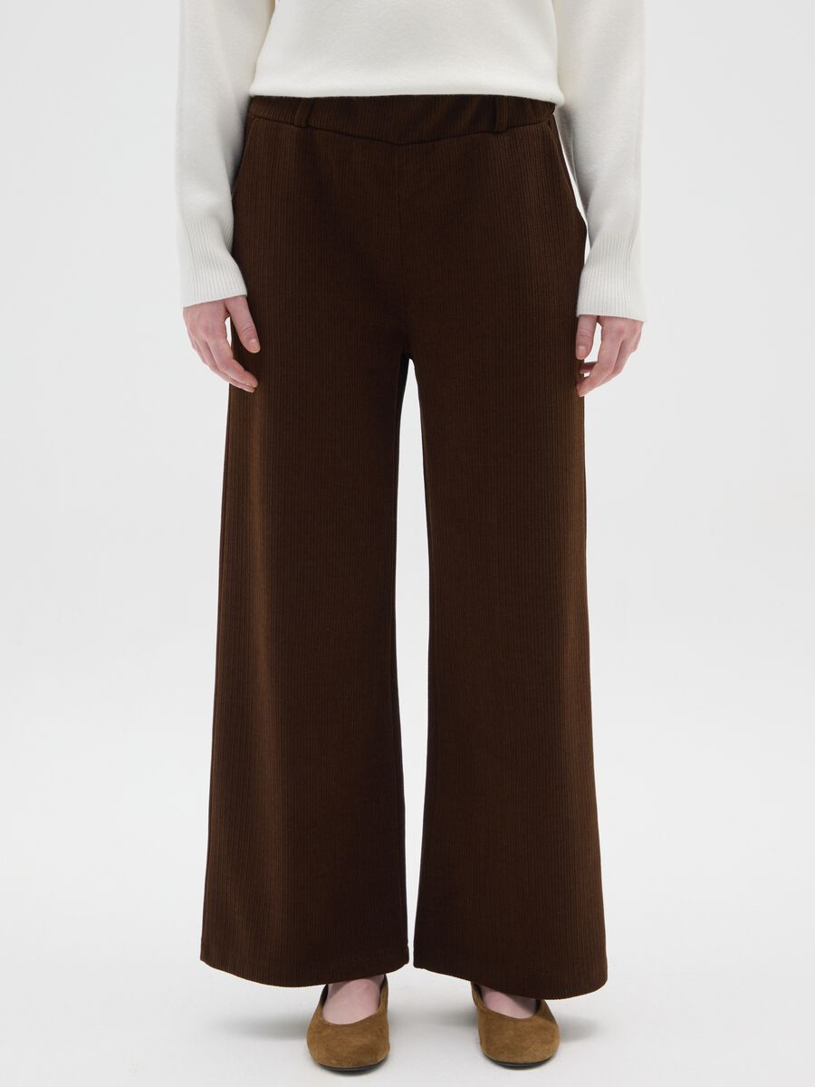 Pantaloni a gamba larga marroni regular fit_1
