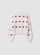 White cotton-blend jumper with openwork pattern and hearts for girls_1