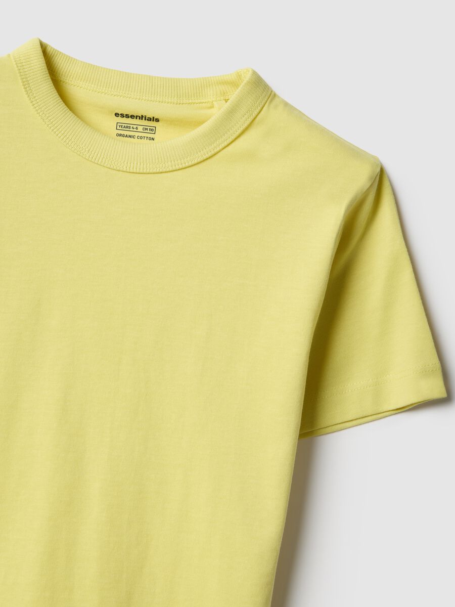 Yellow crew neck t-shirt for boys in pure cotton regular fit_2