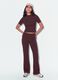 Brown fitted stretch-cotton T-shirt with raised neckline_0