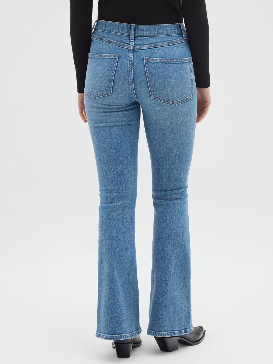 Blue Flare Jeans in Stretch Denim Cotton_2