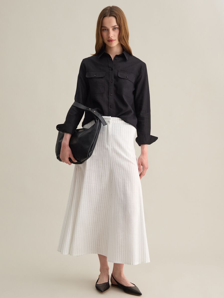 Long Sleeve Black Linen Shirt_1