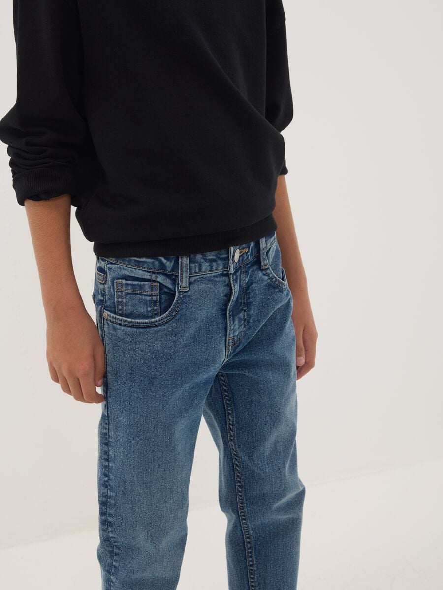Boys&rsquo; regular-fit blue stretch cotton jeans_2