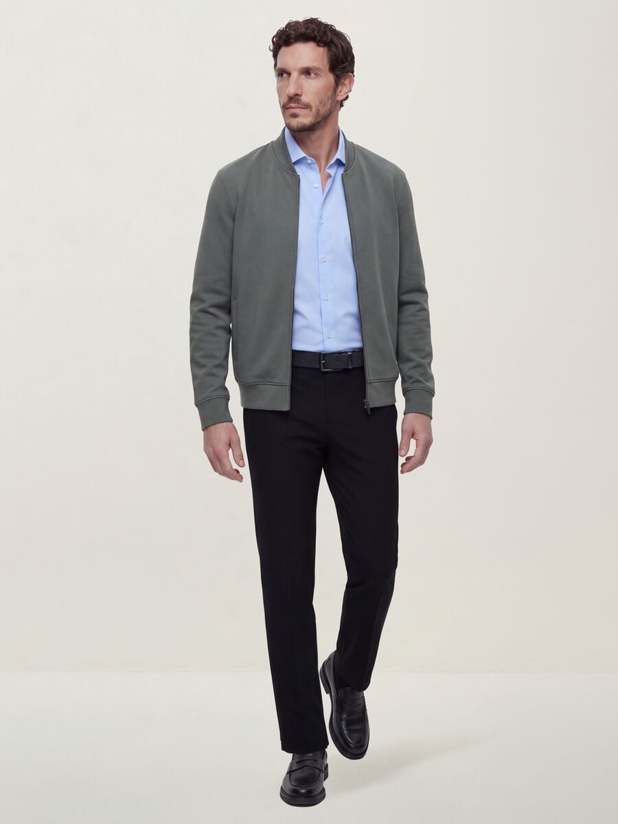 Black slim-fit stretch viscose twill chino trousers_0