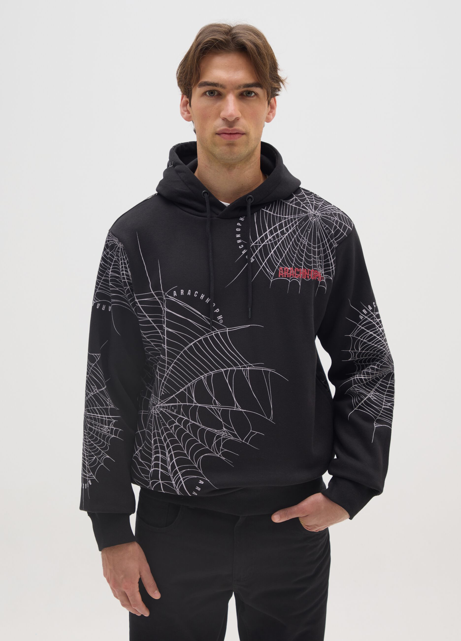 Black Cotton Blend Hoodie