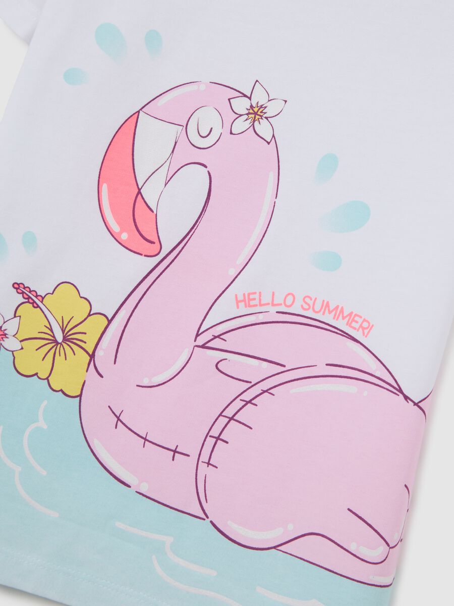 Girl's pink and white T-shirt with summer print_2