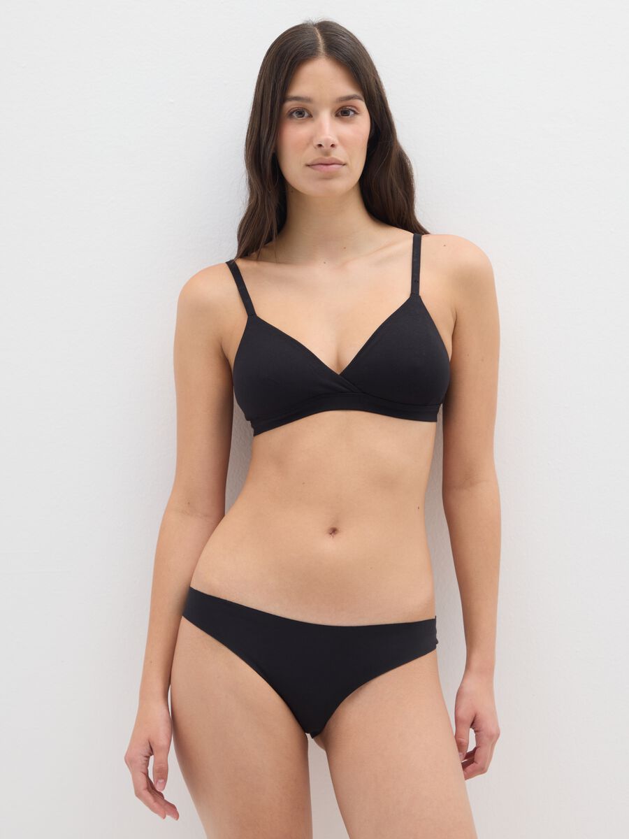Reggiseno in cotone elasticizzato nero_1