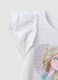 Girls' white stretch cotton T-shirt with frills and print_3