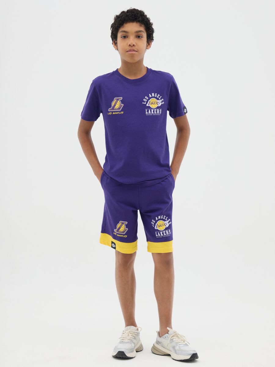 Completo corto da ragazzo in puro cotone viola regular fit_1
