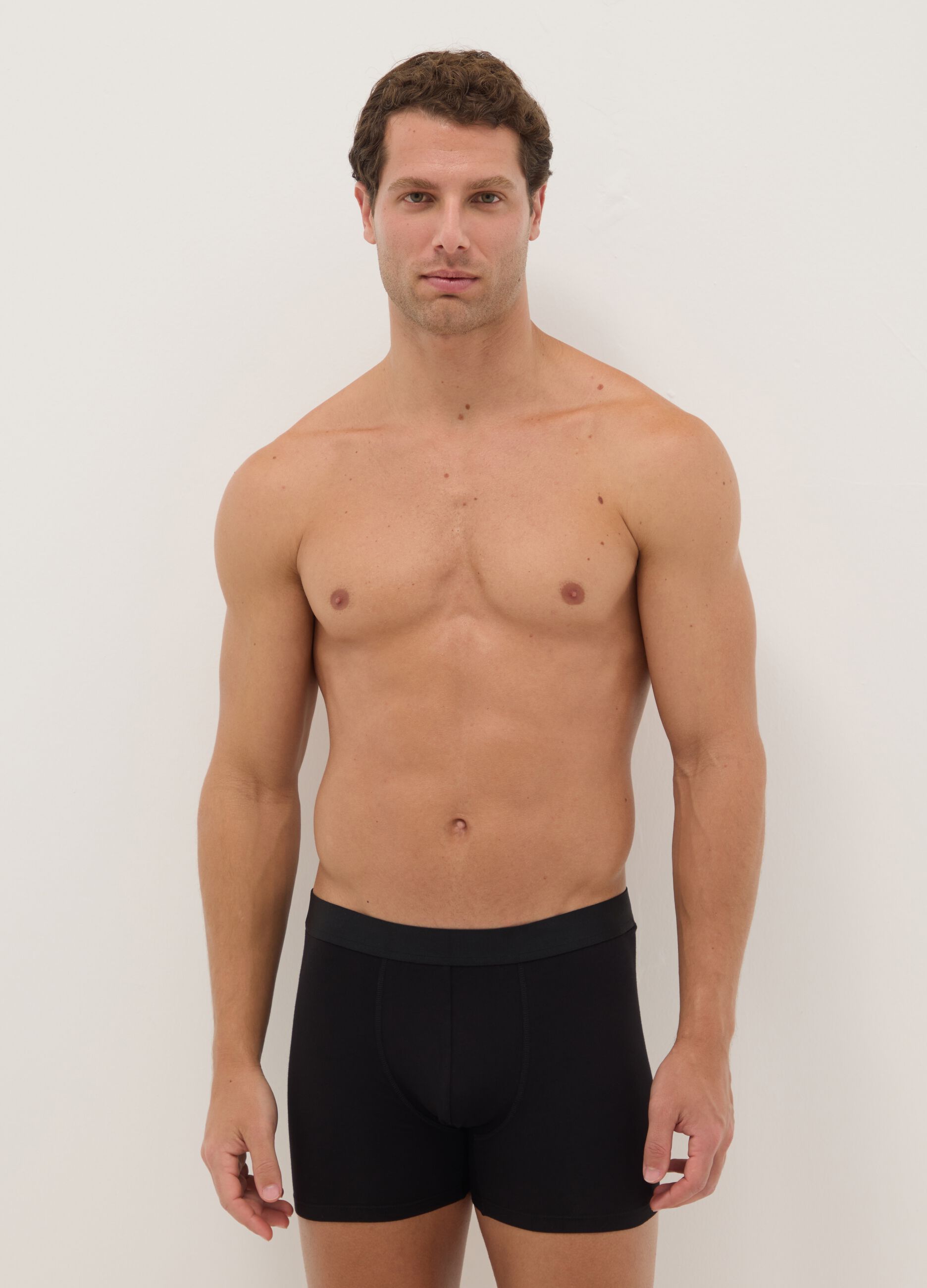 Regular fit black cotton stretch boxer tripack