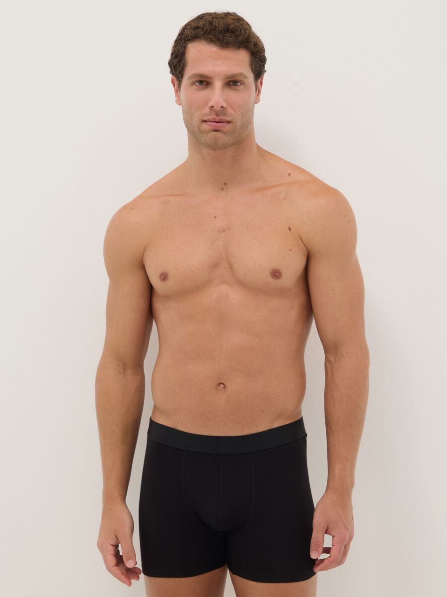 Regular fit black cotton stretch boxer tripack_0