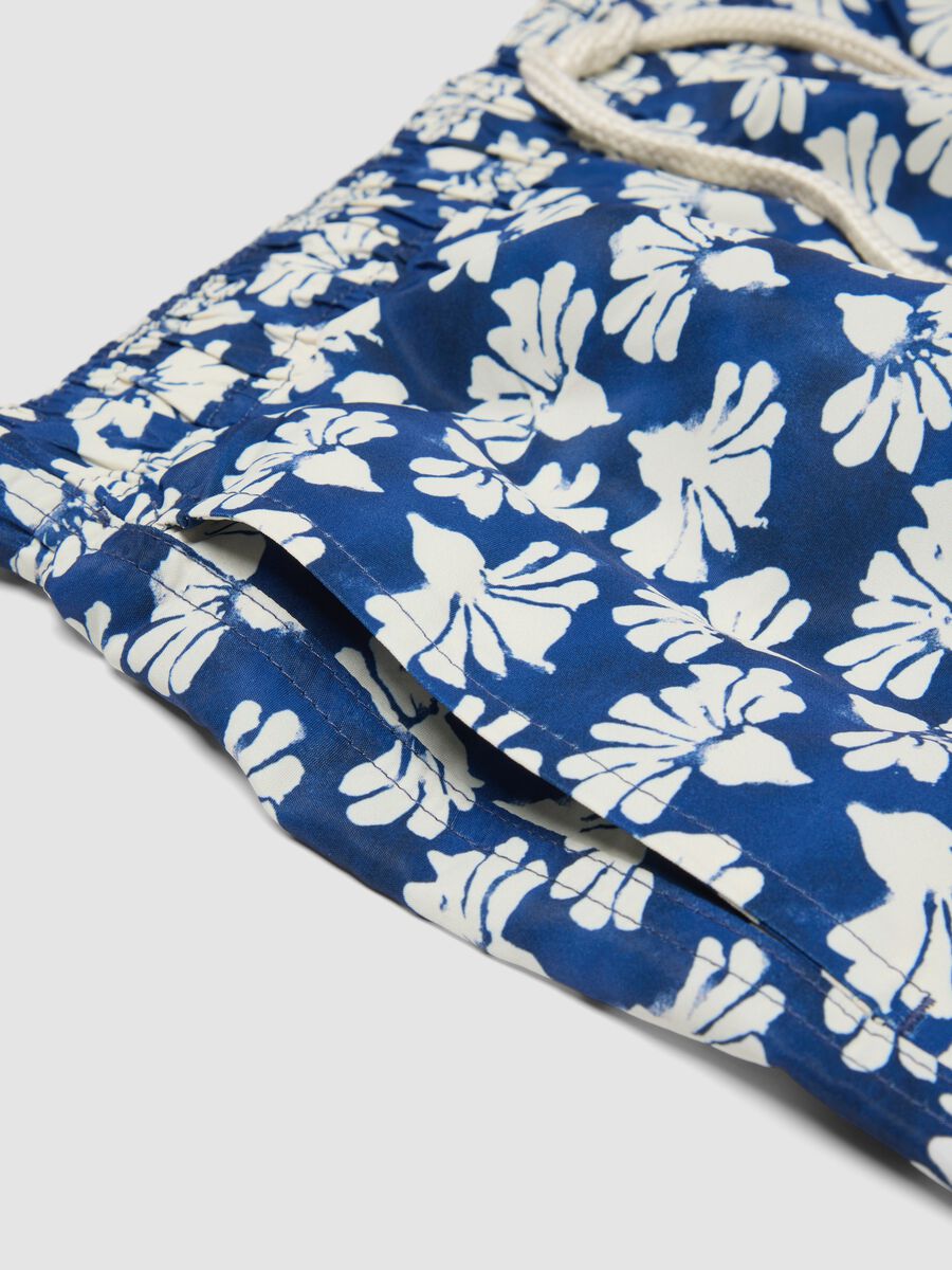 Blue floral-print swim shorts_1