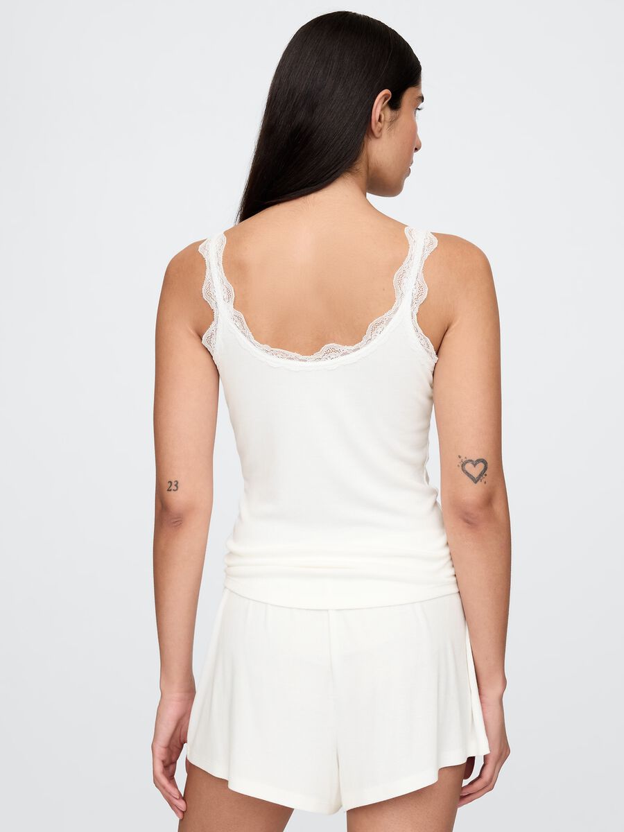 White Stretch Pyjamas with Lace Details_2