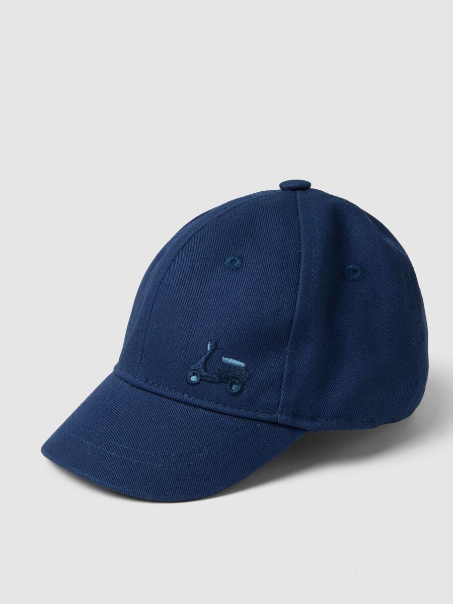 Blue pure cotton toddler hat with motorcycle design_1