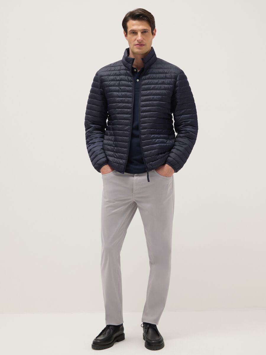 Blue padded jacket with zip, regular fit_1
