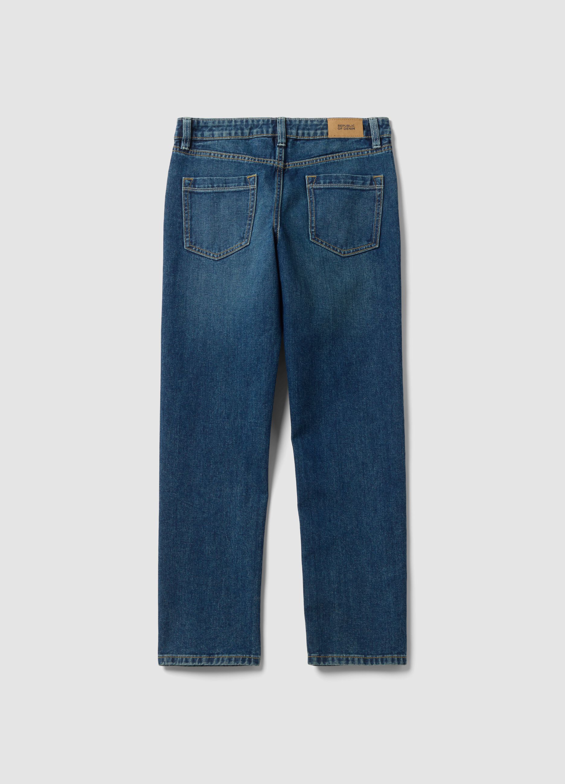 Blue pure cotton regular-fit jeans for boys