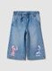 Light blue cotton and lyocell blend jeans with Lilo & Stitch print for baby girl_0