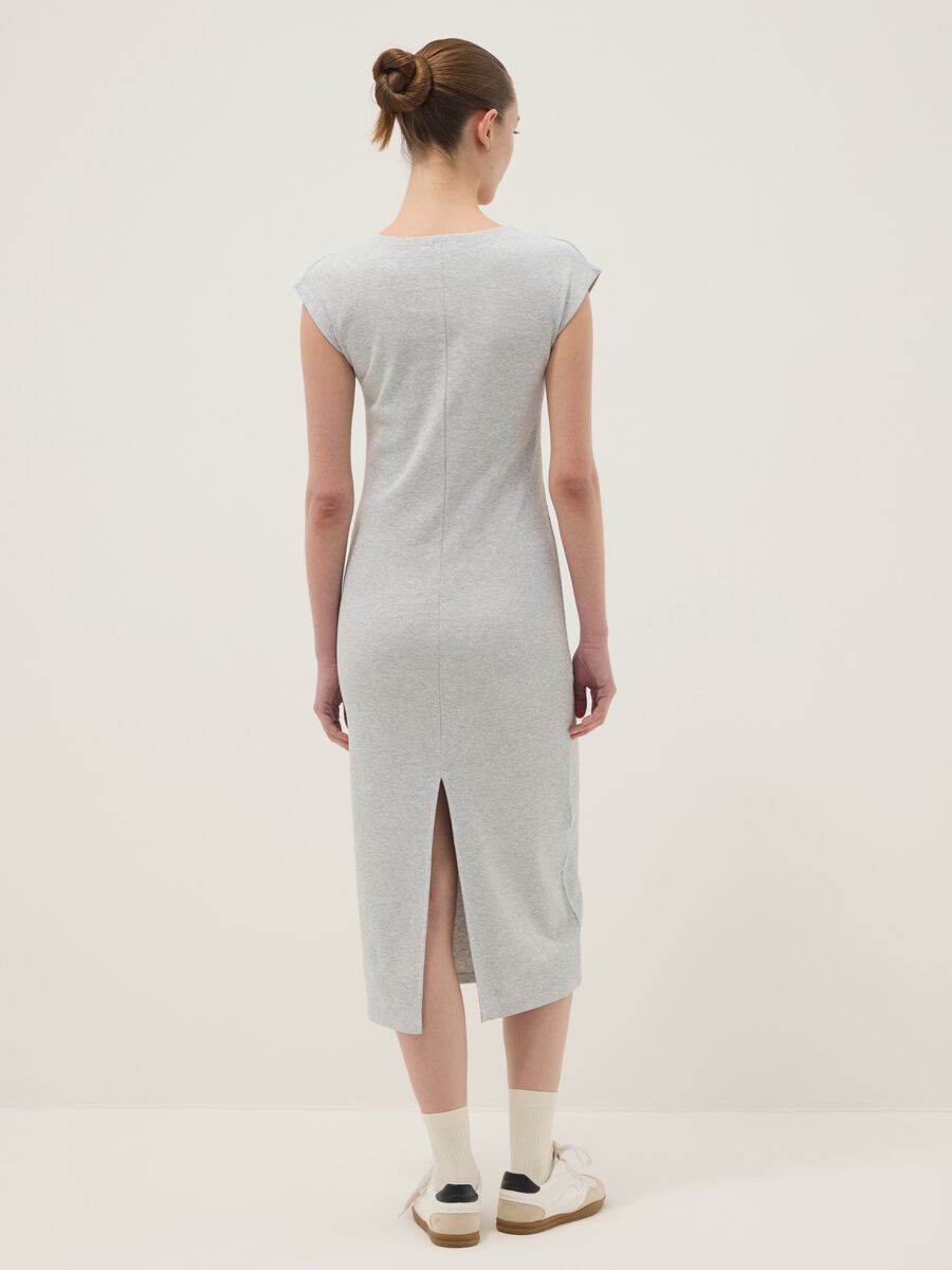 Grey sleeveless fitted dress in stretch cotton_2