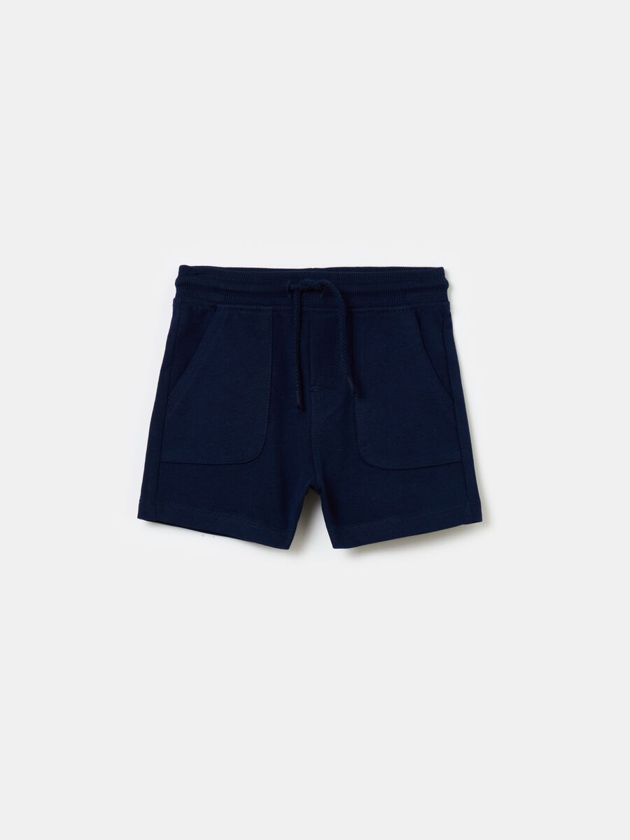 Cotton shorts with pockets and drawstring_0
