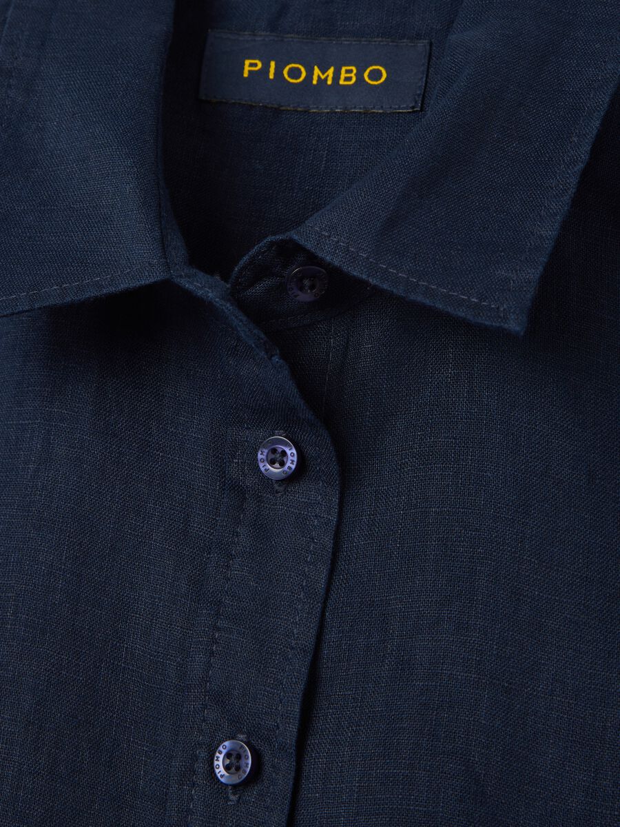 Blue regular-fit shirt in linen_5