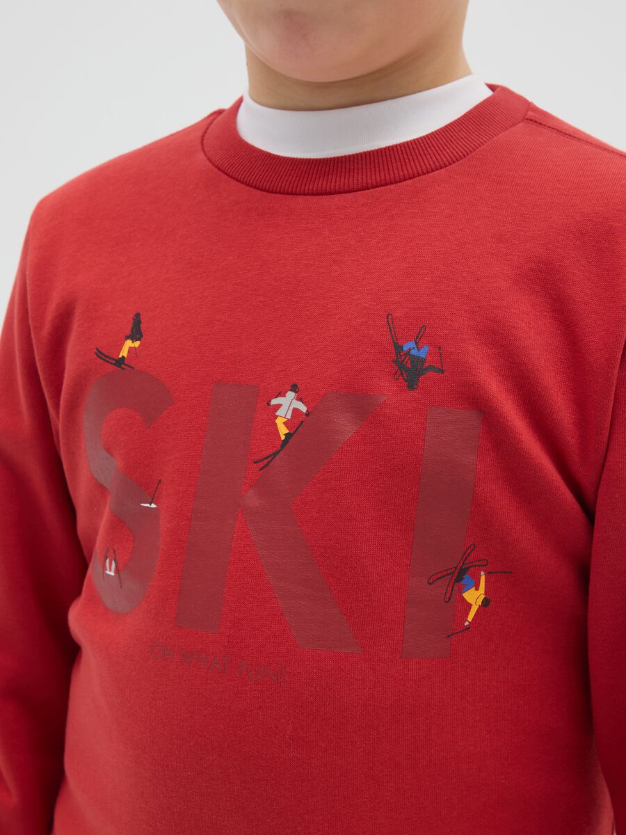 Boys' red sweatshirt in pure cotton regular fit with print_2