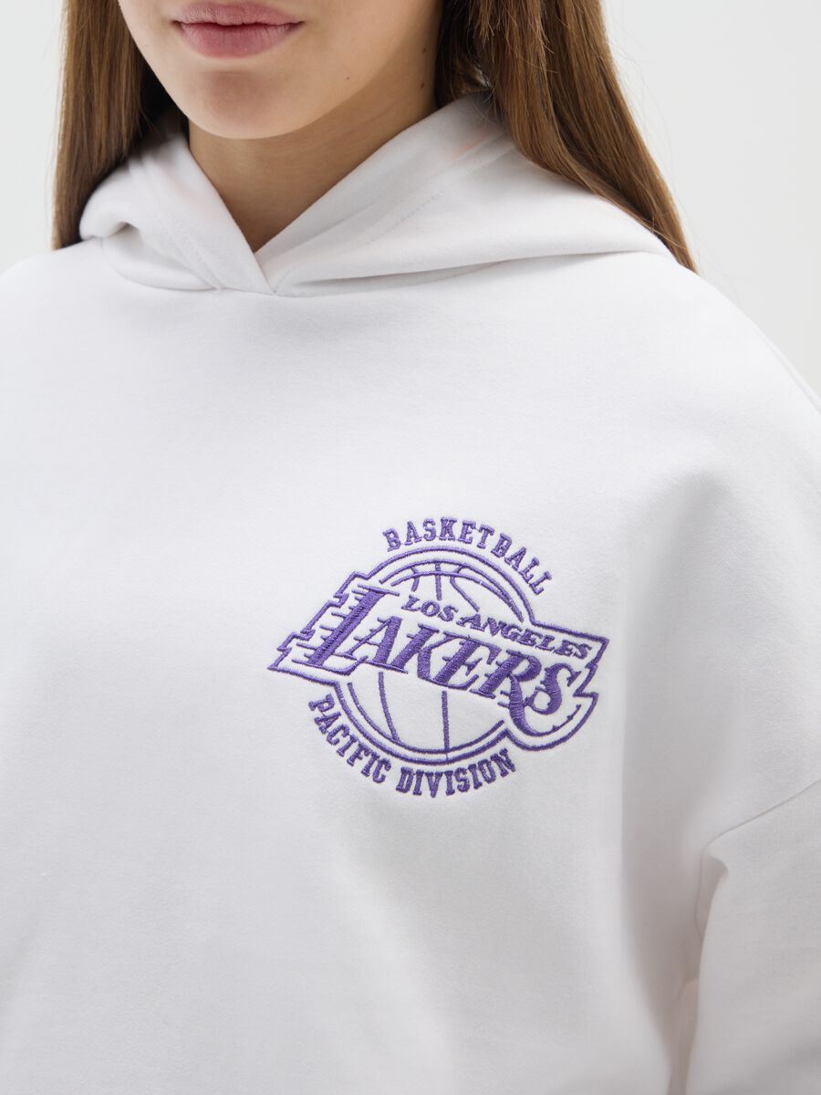 Felpa bianca Lakers da ragazza in misto cotone vestibilità over_2