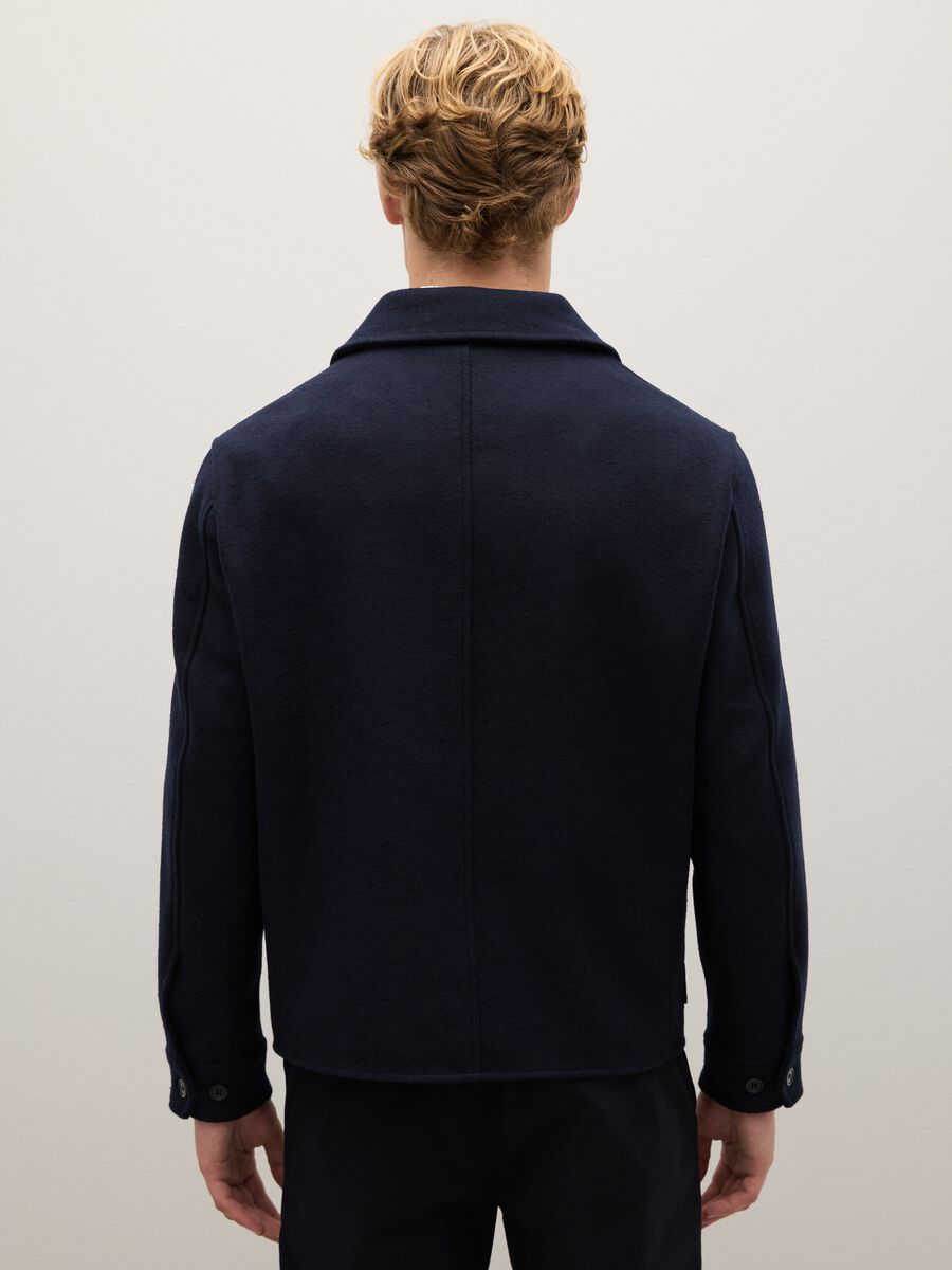 Blue wool blend jacket with buttons regular fit_2