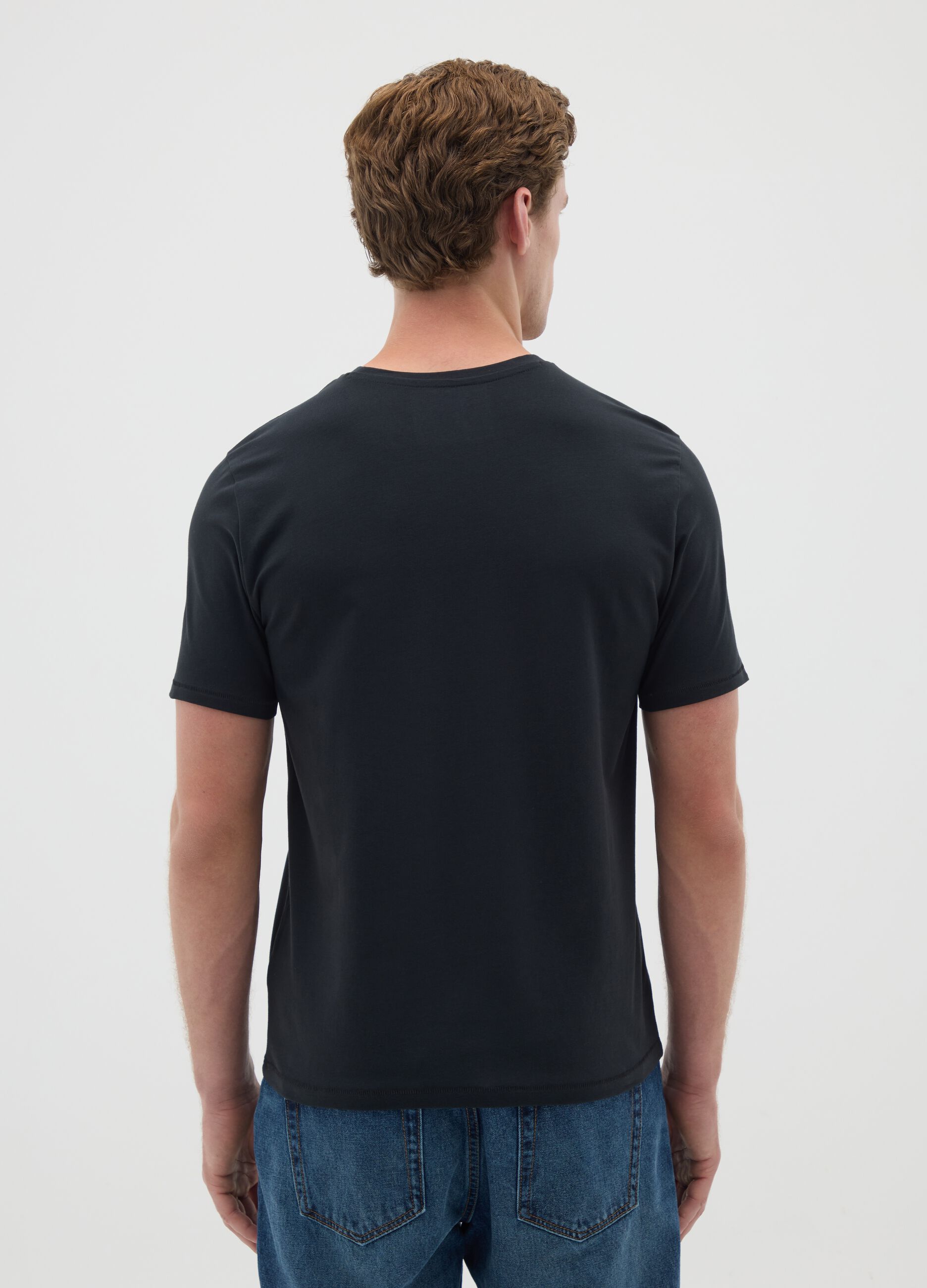 Men's Black Slim Fit Stretch Cotton T-shirt