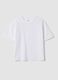 White short-sleeved pure cotton T-shirt with broderie anglaise embroidery_0