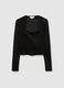 Black long-sleeve shirt regular fit with square neckline and rhinestones_4