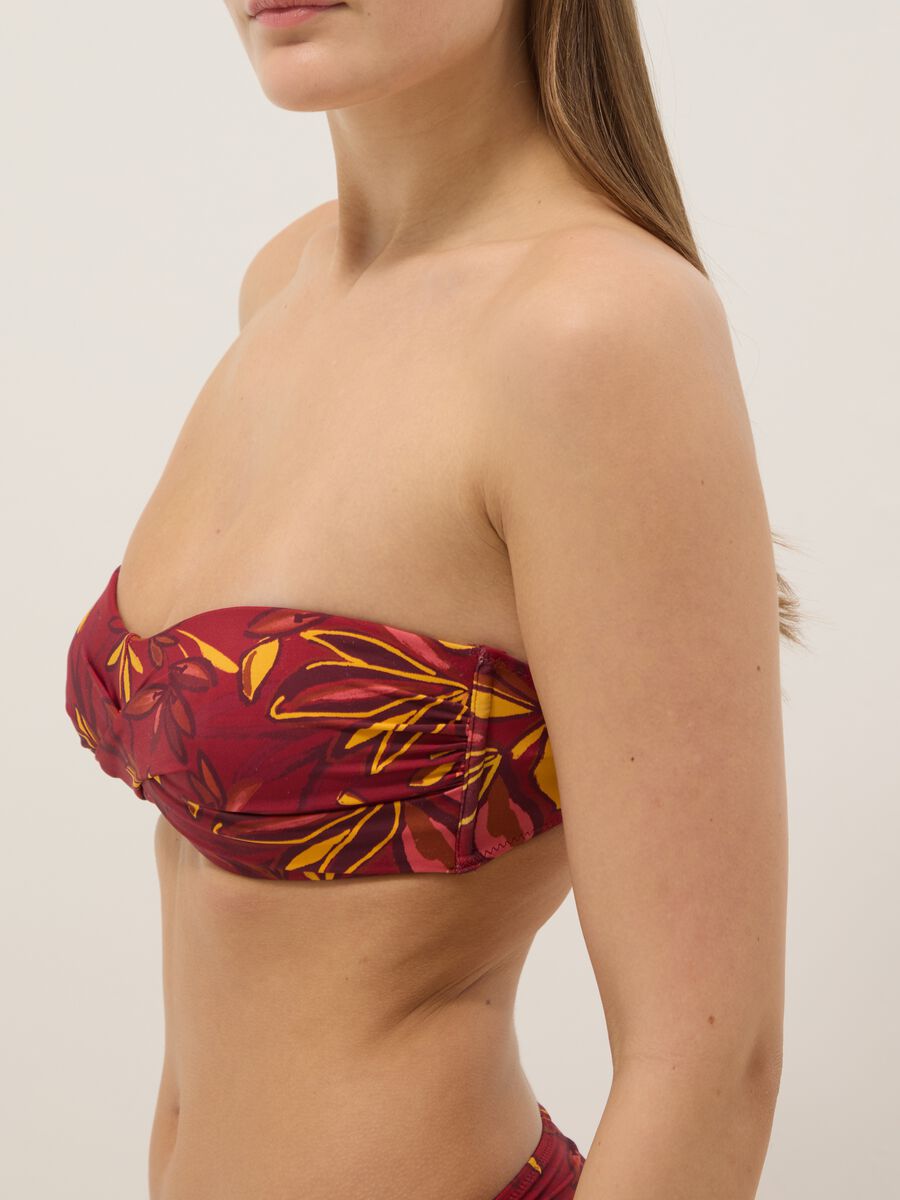 Multicolour stretchy balconette bikini top with floral print_3