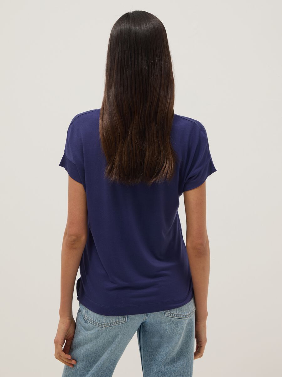 Blue short-sleeve stretch viscose T-shirt_3